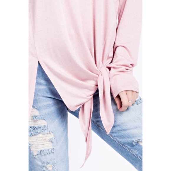 Blush Cold Shoulder Knit With Knotted Hem - Picture 3 of 3